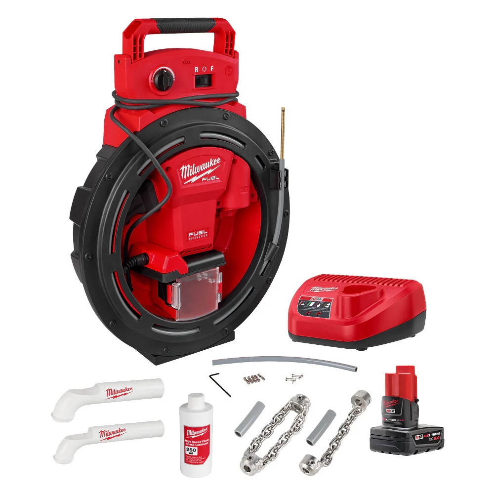 Milwaukee 2519 21 M12 FUEL 12V High Speed Chain Snake For 1 1 4 2 Pipes EBay