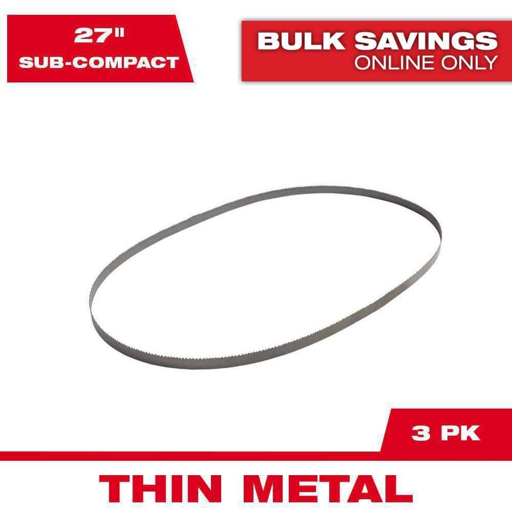 Milwaukee 27 In 18 TPI Sub Compact Steel Band Saw Blade 3 Pack For M12 Bandsaw 48 39 0572 The Home Depot
