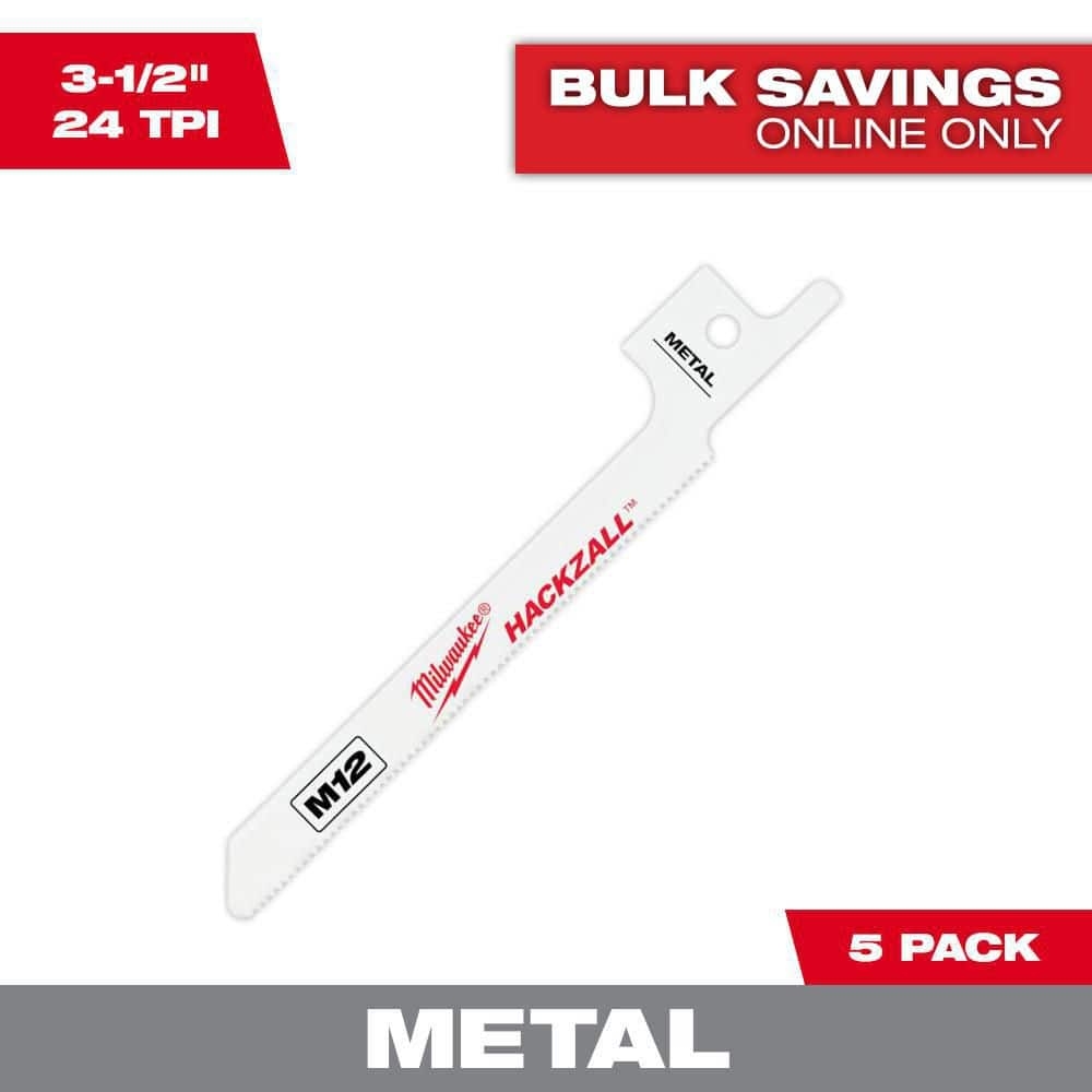 Milwaukee 3 1 2 In 12 TPI Hackzall Metal Cutting HACKZALL Reciprocating Saw Blades 5 Pack 49 00 5324 The Home Depot