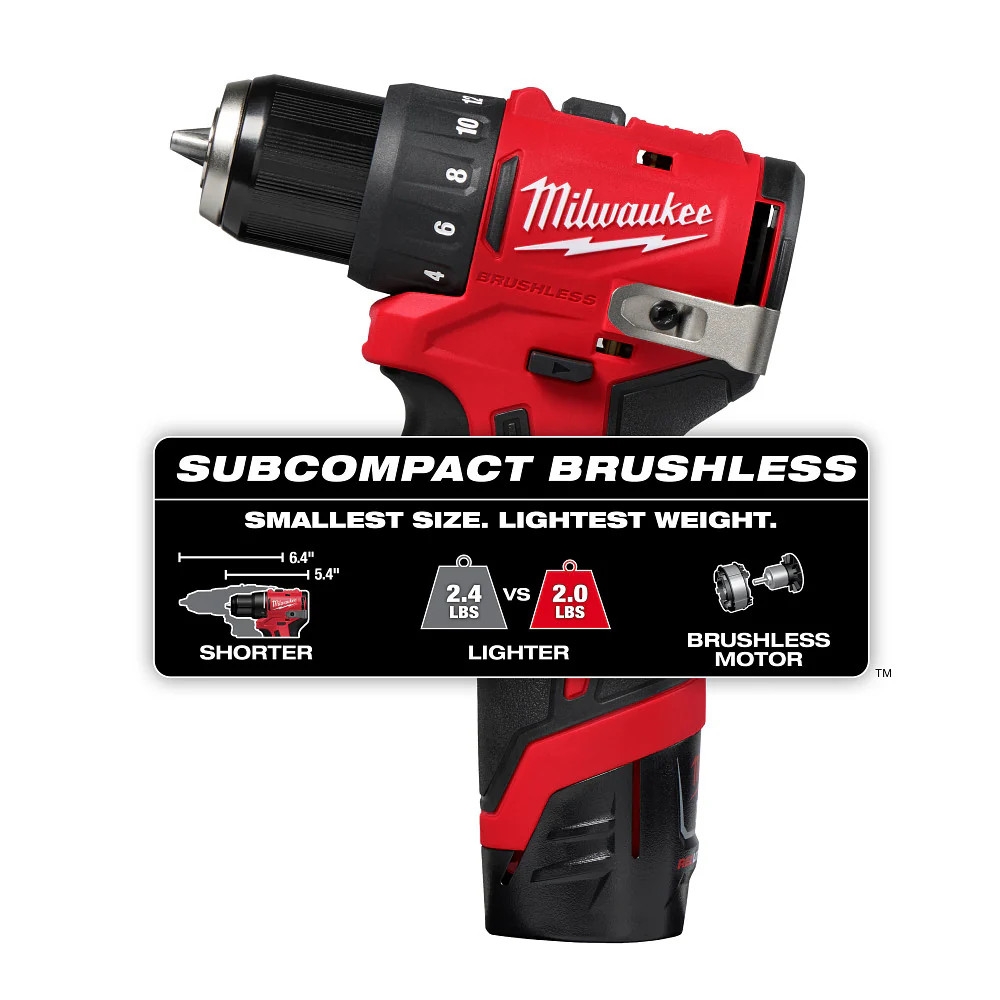 Milwaukee 3401 22 M12 12V 3 8 Subcompact Brushless Drill Driver Kit EBay
