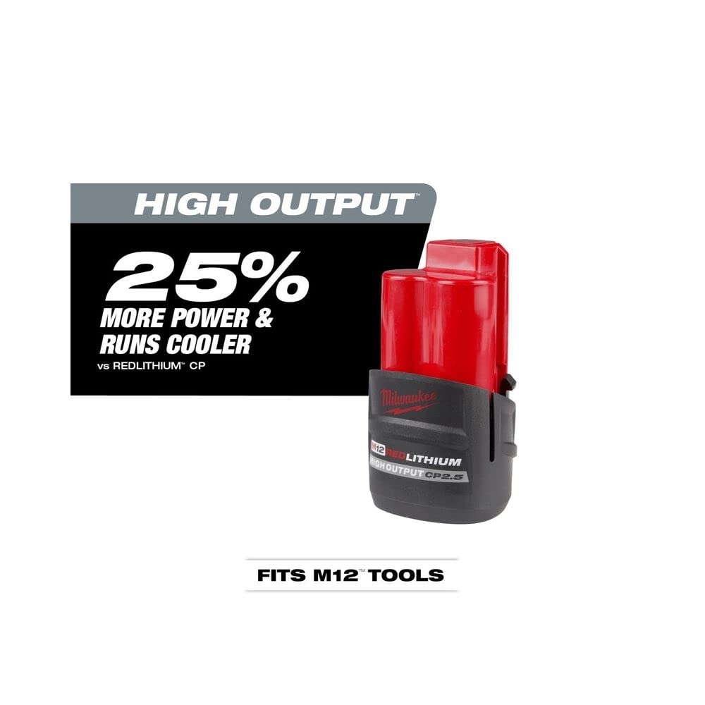 Milwaukee 48 11 2425 M12 REDLITHIUM HIGH Output CP 2 5Ah Battery Amazon