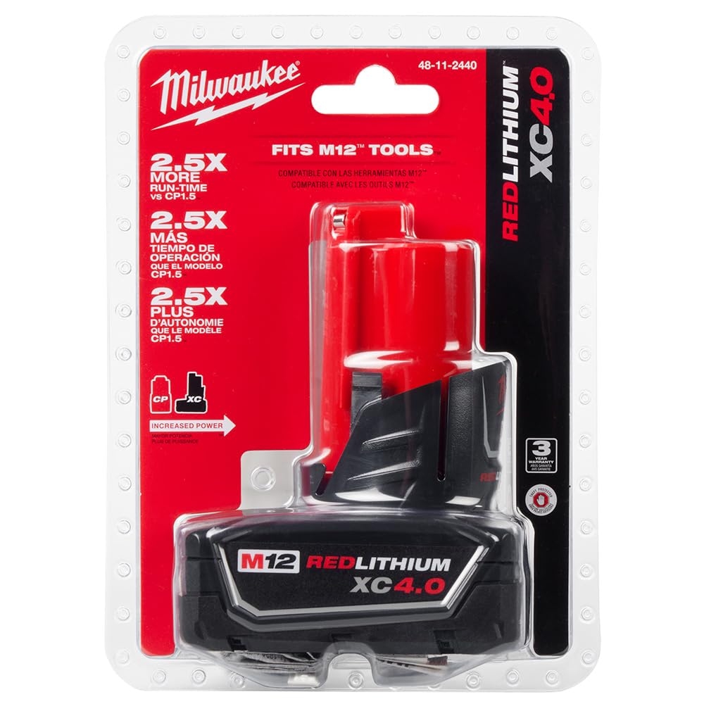 Milwaukee 48 11 2440 M12 REDLITHIUM XC 4 0 Extended Capacity Battery Pack Cordless Tool Battery Packs Amazon