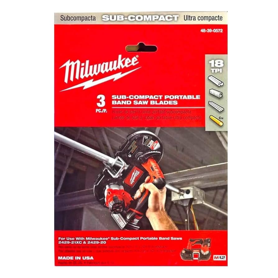 Milwaukee Alloy Steel 48 39 0572 18 TPI Sub Compact Portable Band Saw Blade For Metal 3 Per Pack Amazon