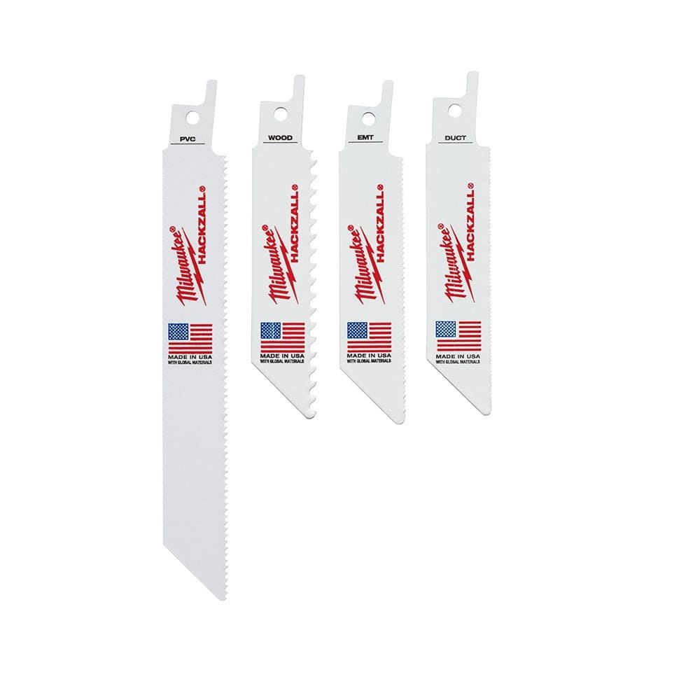 Milwaukee HACKZALL Wood And Metal Cutting Bi Metal Reciprocating Blades Kit With Storage Pouch 10 Piece 49 22 0220 The Home Depot