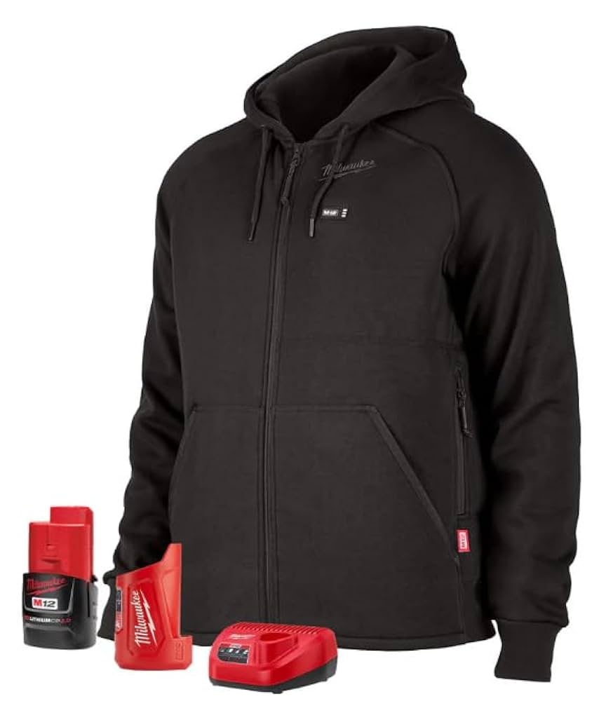 Milwaukee Hoodie M12 12V Lithium Ion Heated Jacket KIT Front And Back Heat Zones Battery And Charger Included Large Black Amazon