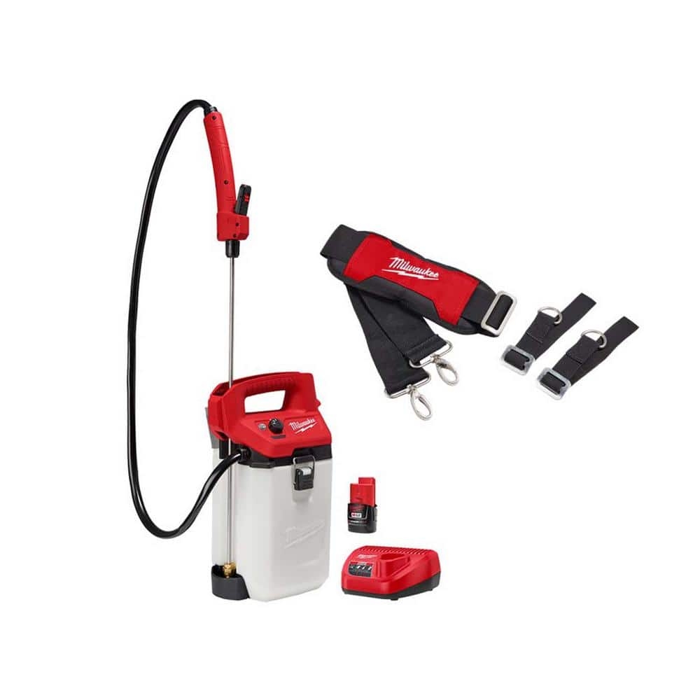Milwaukee M12 12 Volt 2 Gal Lithium Ion Cordless Handheld Sprayer Kit With 2 0 Ah Battery And Charger Shoulder Strap 2528 21G2 49 16 2764 The Home Depot