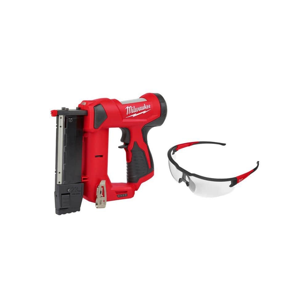 Milwaukee M12 12 Volt 23 Gauge Lithium Ion Cordless Pin Nailer Tool Only With Clear Anti Scratch Safety Glasses 2540 20 48 73 2010 The Home Depot