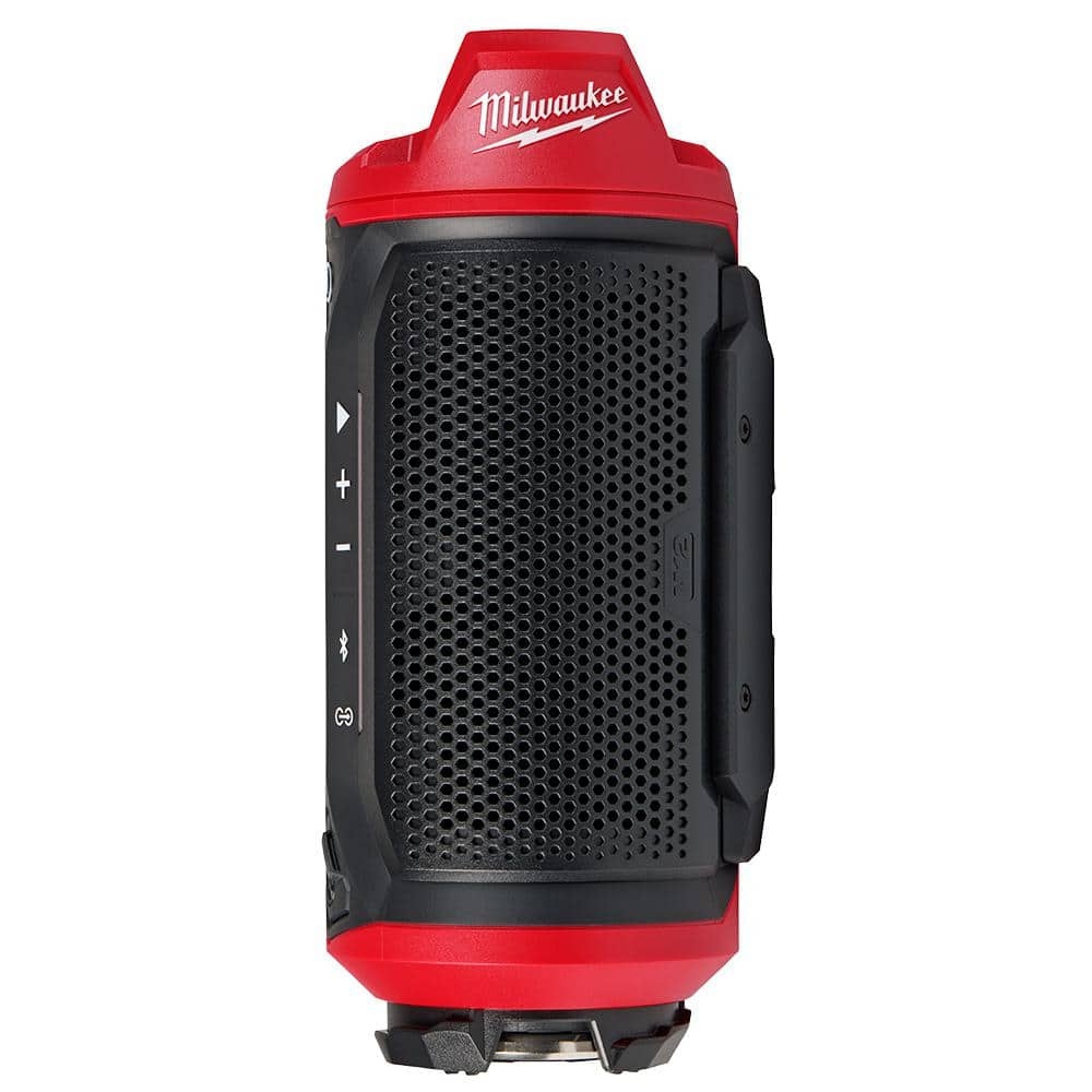 Milwaukee M12 12 Volt Lithium Ion Cordless Bluetooth Jobsite Speaker With PACKOUT Compatibility 2955 20 The Home Depot