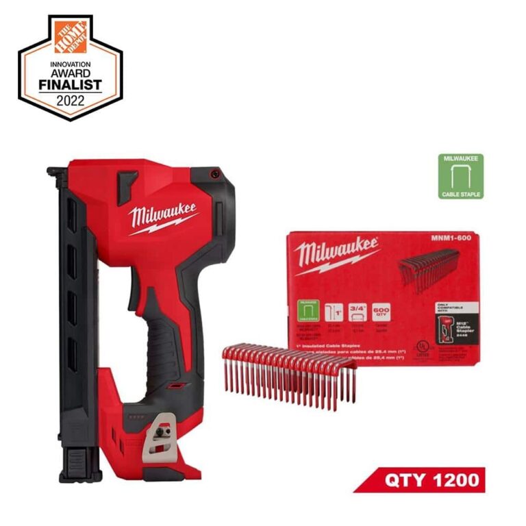 Milwaukee M12 12 Volt Lithium Ion Cordless Cable Stapler W 1 In Insulated Cable Staples 600 Per Box 2 Pack 2448 20 MNM1 600X2 The Home Depot