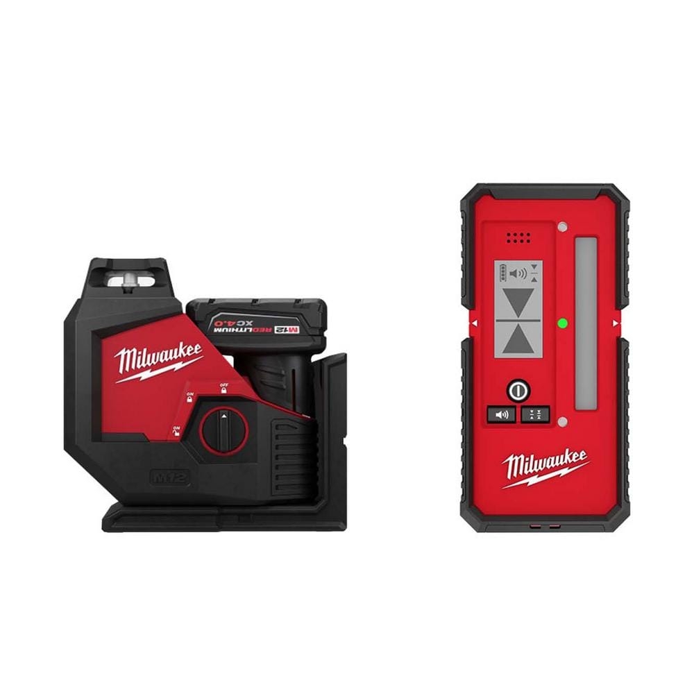 Milwaukee M12 12 Volt Lithium Ion Cordless Green 360 Degree Single Plane Laser Level Kit With 165 Ft Laser Detector 3631 21 48 35 1211 The Home Depot