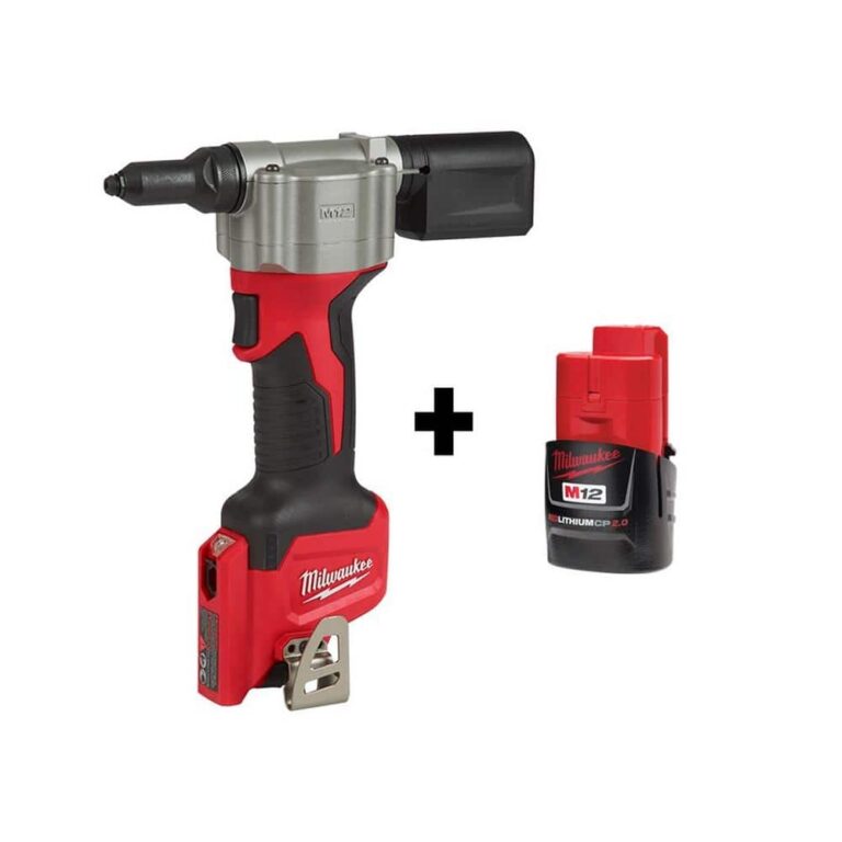 Milwaukee M12 12 Volt Lithium Ion Cordless Rivet Tool With M12 2 0Ah Battery 2550 20 48 11 2420 The Home Depot