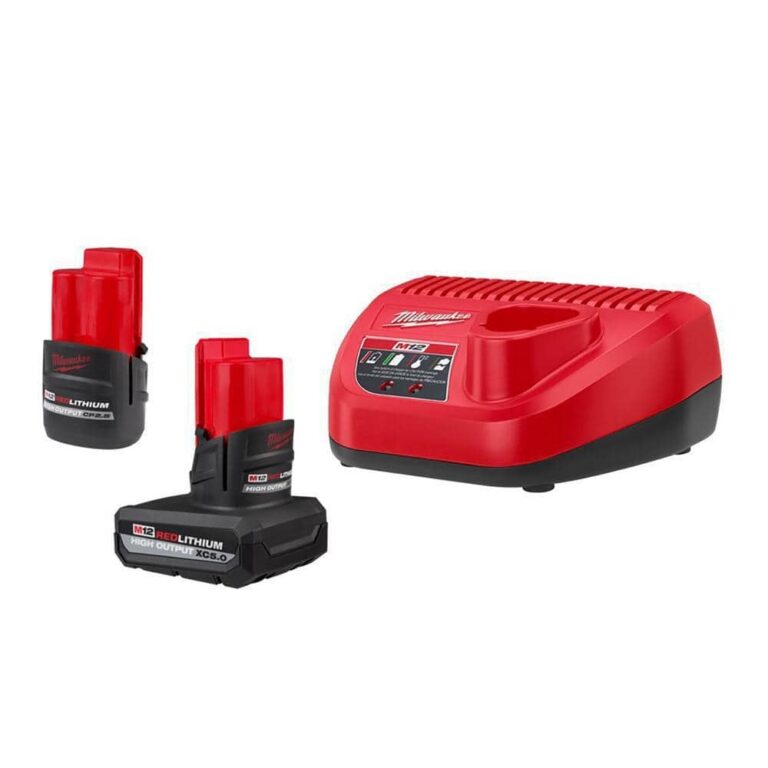 Milwaukee M12 12 Volt Lithium Ion High Output 5 0 Ah And 2 5 Ah Battery Packs And Charger Starter Kit 48 59 2452S The Home Depot