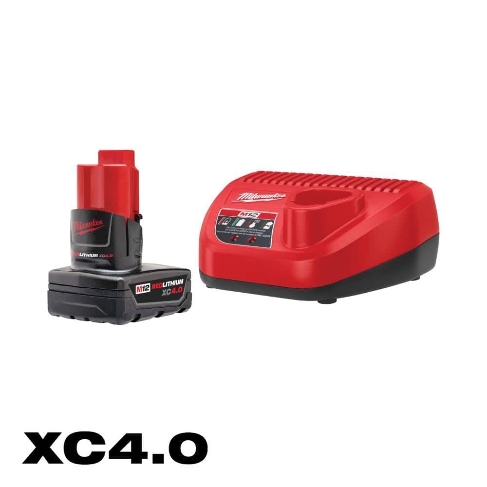 Milwaukee M12 12 Volt Lithium Ion XC Battery Pack 4 0 Ah And Charger Starter Kit 48 59 2440 The Home Depot