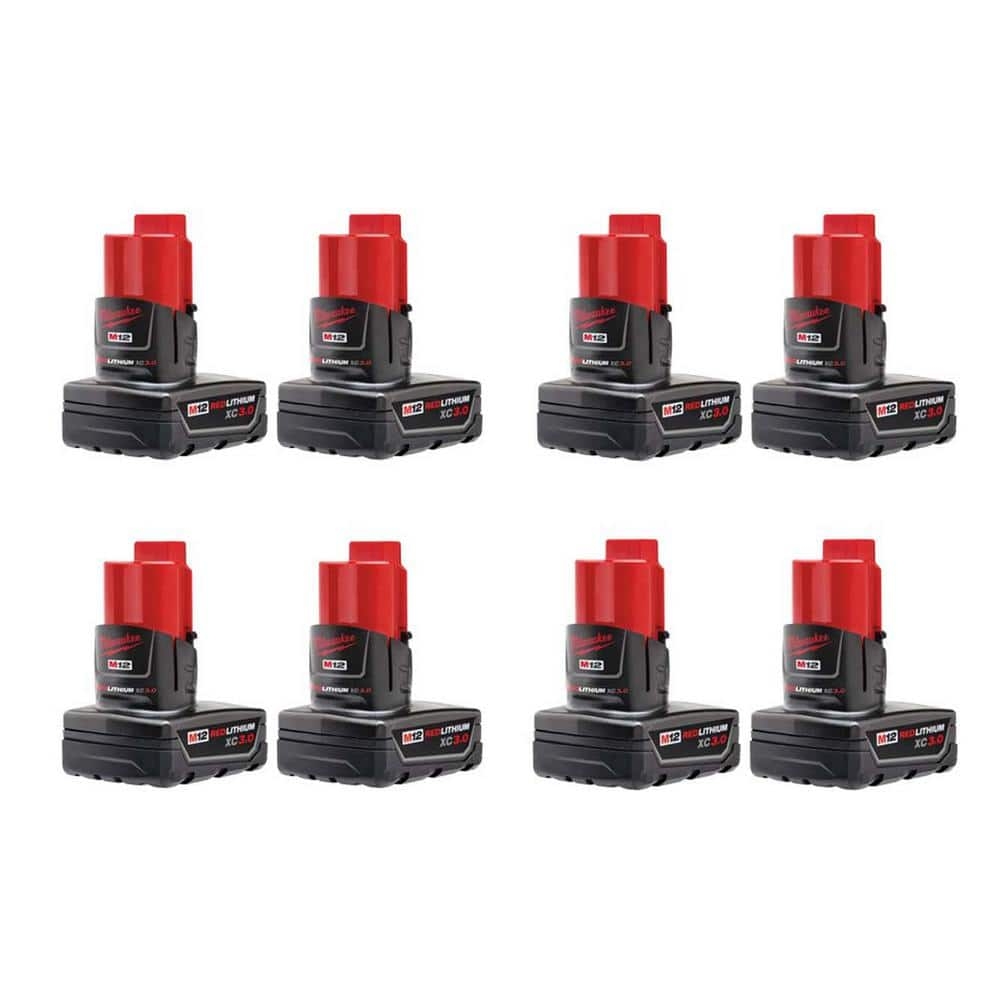 Milwaukee M12 12 Volt Lithium Ion XC Extended Capacity 3 0 Ah Battery Pack 8 Pack 48 11 2412X4 The Home Depot