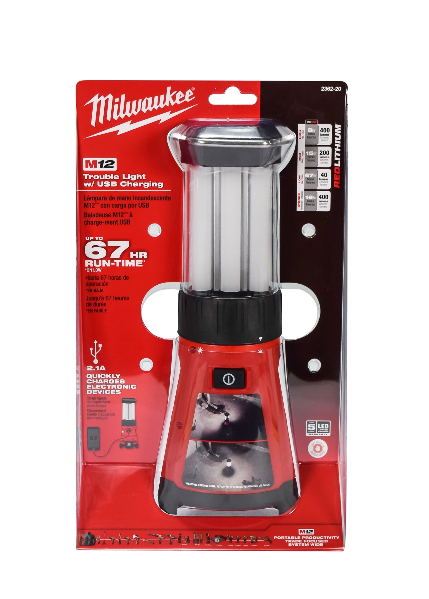 Milwaukee M12 12V 400 Lumen LED Lantern Flood Light Cordless Lithium Ion 2362 20 Walmart Business Supplies