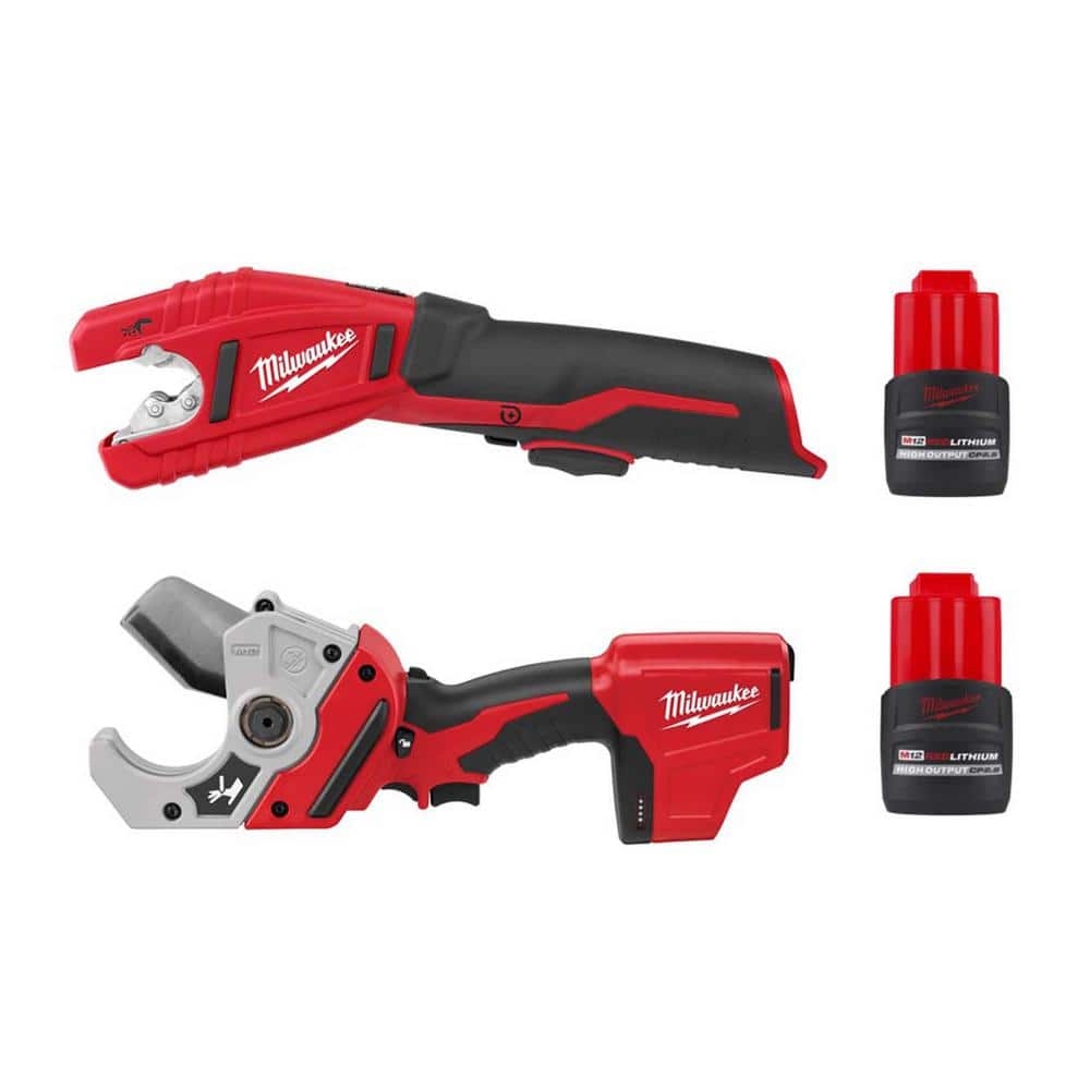 Milwaukee M12 12V Cordless Copper Tubing Cutter W M12 12V Lithium Ion Cordless PVC Pipe Shear 2 M12 HO 2 5 Ah Battery Packs 2471 20 2470 20 48 11 2425 48 11 2425 The Home Depot