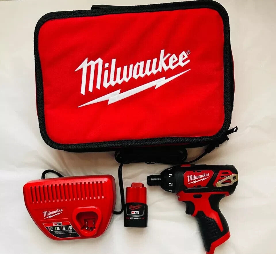 Milwaukee M12 12V Li Ion Cordless 1 4 Hex Screwdriver W Battery Charger Bag EBay