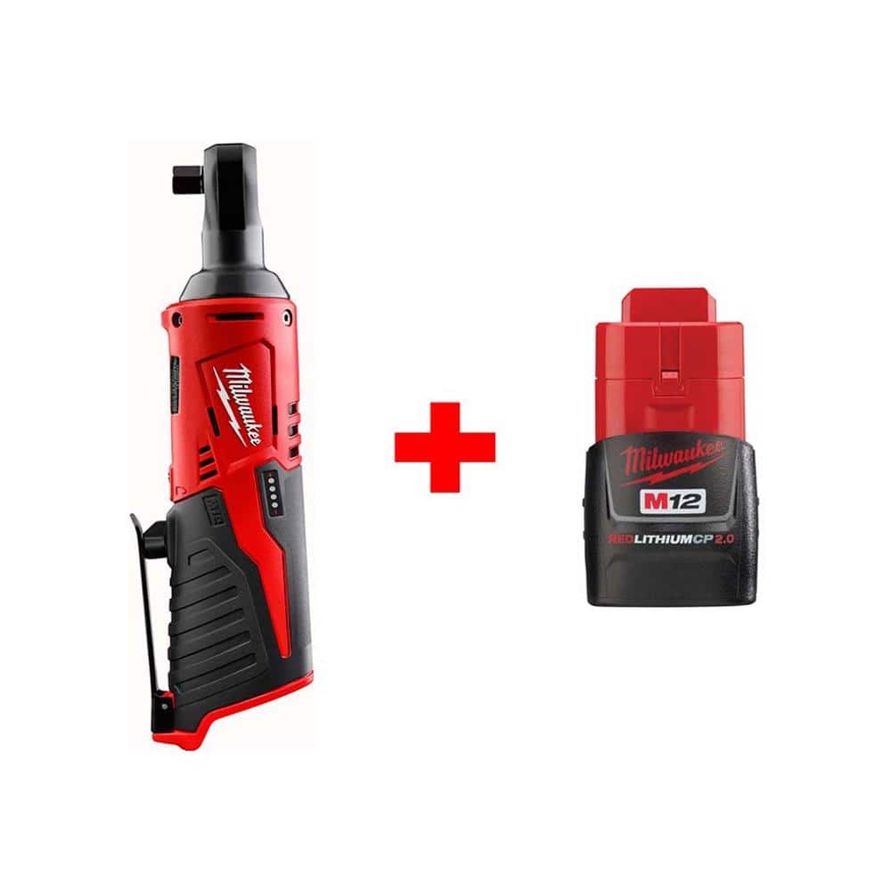 Milwaukee M12 12V Lithium Ion Cordless 3 8 In Ratchet With M12 2 0Ah Battery 2457 20 48 11 2420 The Home Depot