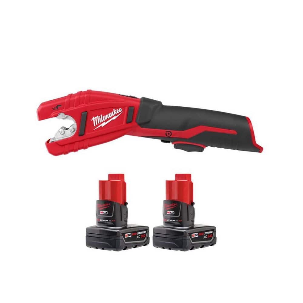 Milwaukee M12 12V Lithium Ion Cordless Copper Tubing Cutter With 3 0 Ah Battery Pack 2 Pack 2471 20 48 11 2412 The Home Depot