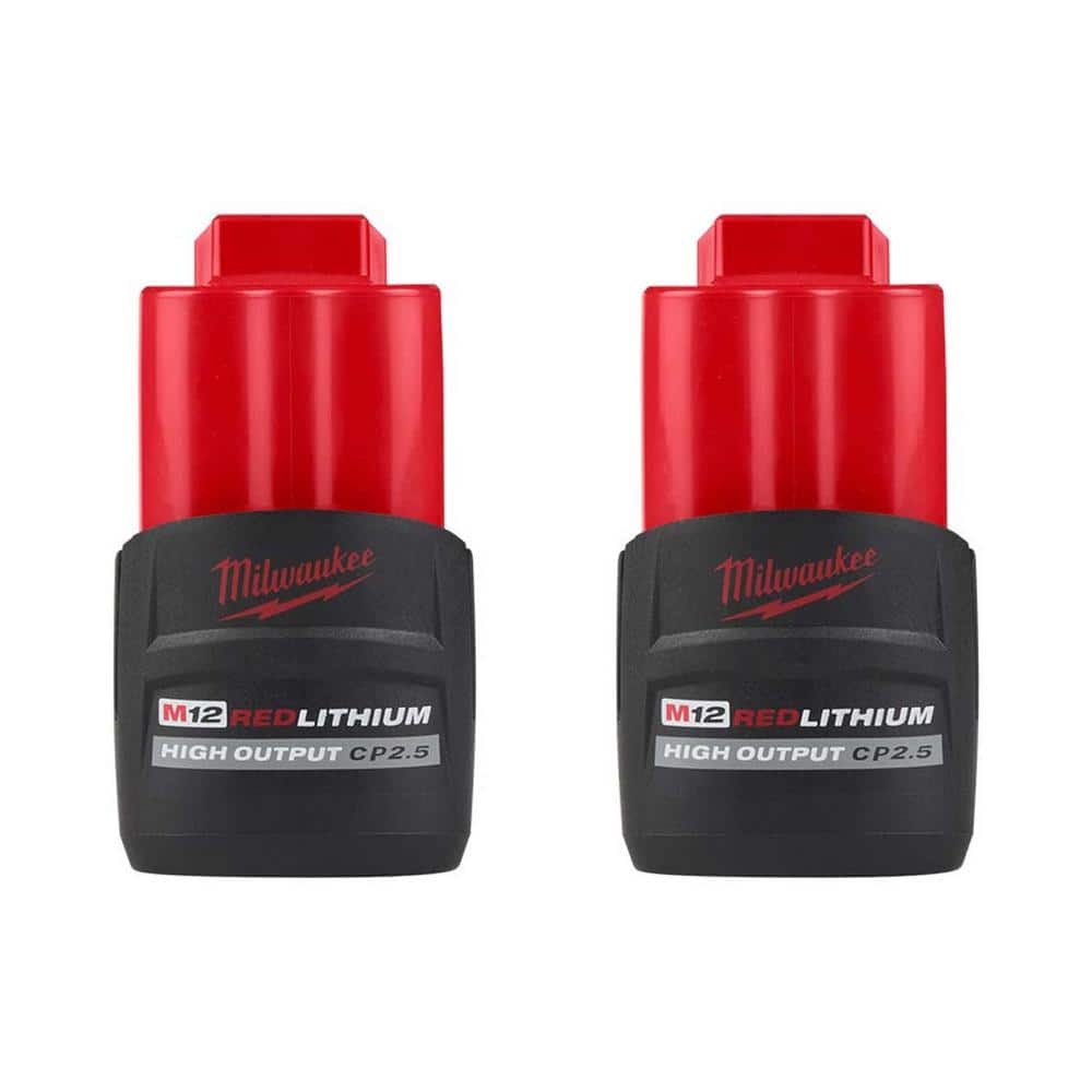 Milwaukee M12 12V Lithium Ion CP High Output 2 5 Ah Battery 2 Pack 48 11 2425 48 11 2425 The Home Depot
