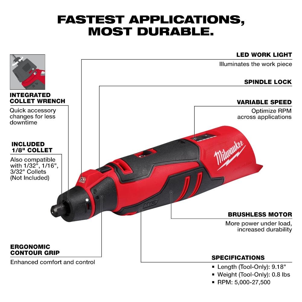 Milwaukee M12 Brushless Rotary Tool Bare Tool 2525 20 Acme Tools