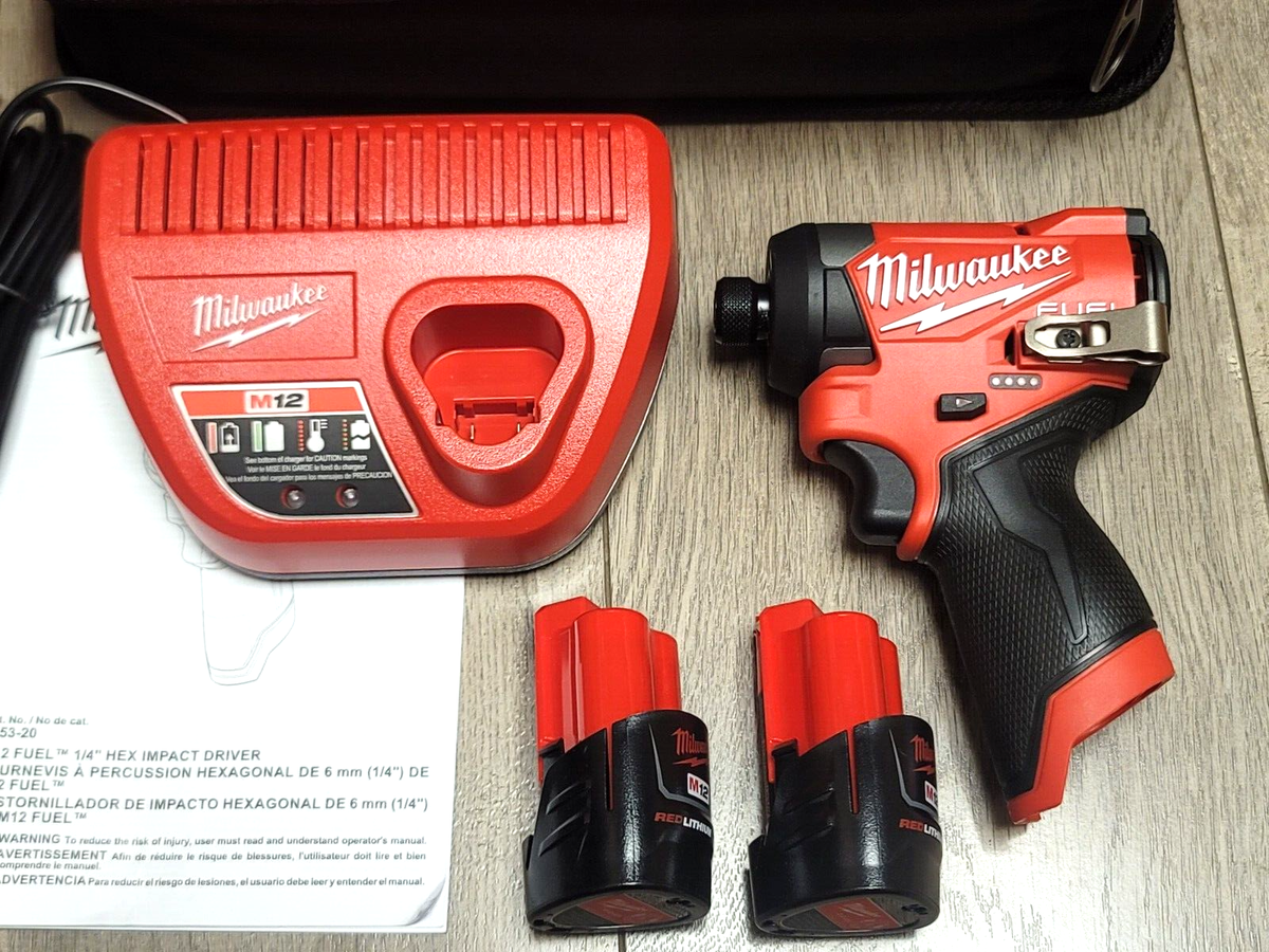 Milwaukee M12 FUEL 1 4 Hex Brushless Impact Wrench Kit W 2 Batteries 3453 22 EBay