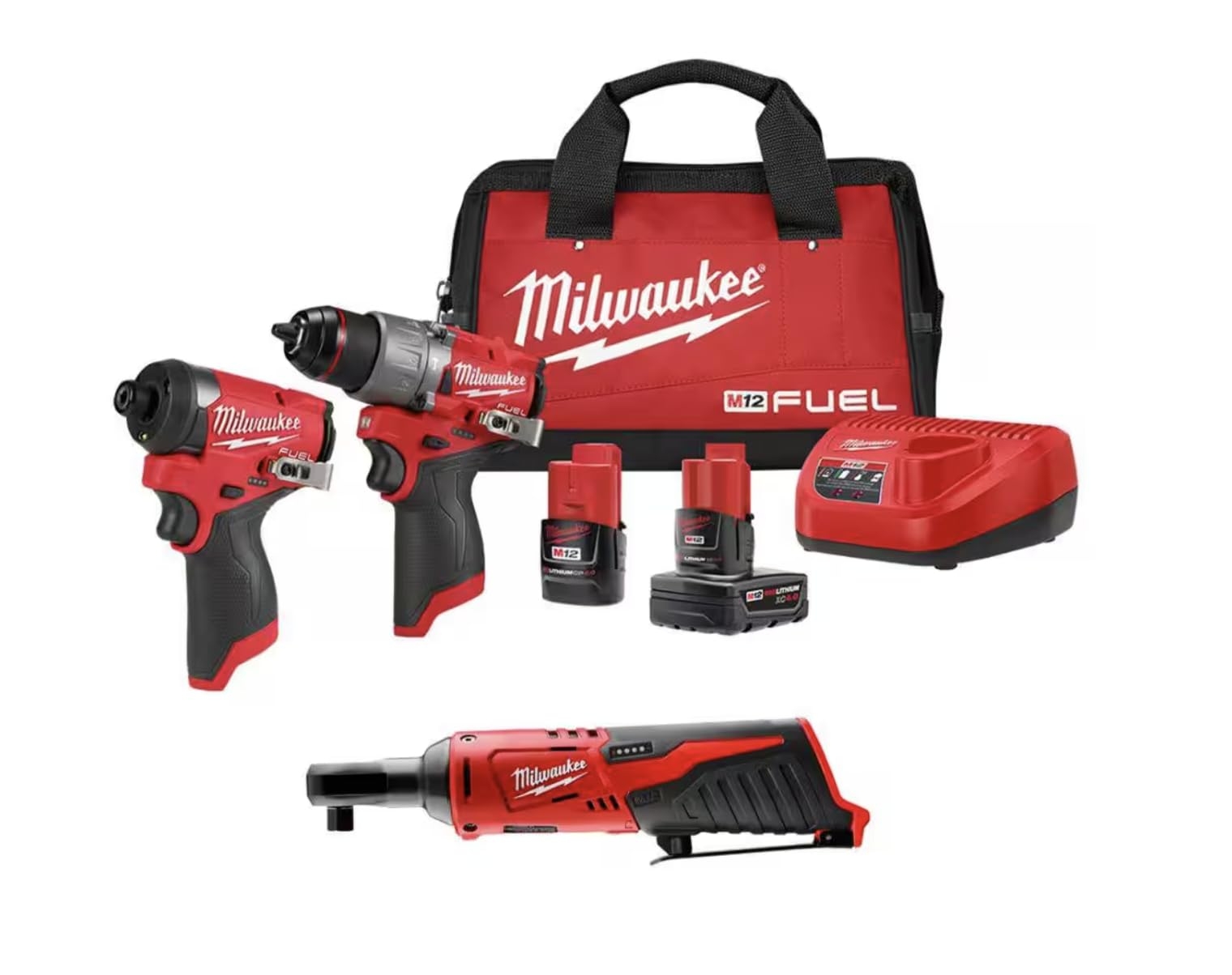 Milwaukee M12 FUEL 12 Volt Li Ion Brushless Cordless Hammer Drill And Impact Driver Combo Kit 2 Tool W Free M12 3 8 In Ratchet Amazon
