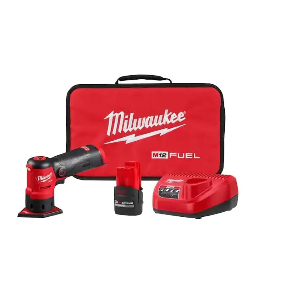 Milwaukee M12 FUEL 12 Volt Lithium Ion Brushless Cordless Orbital Detail Sander Kit With 1 High Output 2 5 Ah Battery Amazon