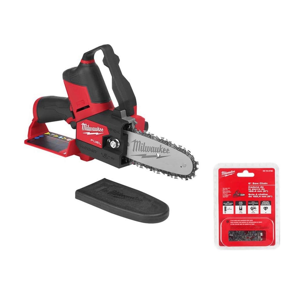 Milwaukee M12 FUEL 12V Lithium Ion Brushless Battery 6 In HATCHET Chainsaw Tool Only With Extra 6 In Chain 2527 20 49 16 2732 The Home Depot