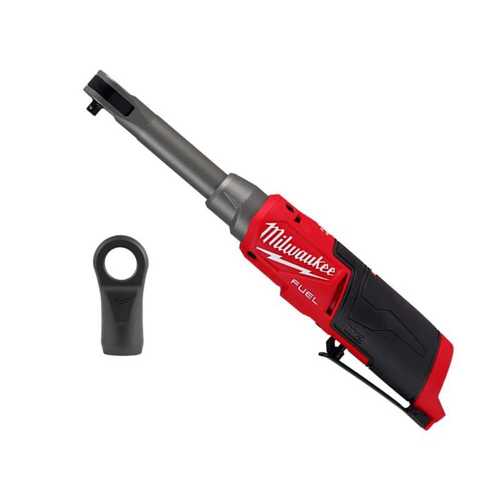 Milwaukee M12 FUEL 12V Lithium Ion Brushless Cordless 1 4 In Extended Reach High Speed Ratchet With Protective Rubber Boot 2568 20 49 16 2569 The Home Depot