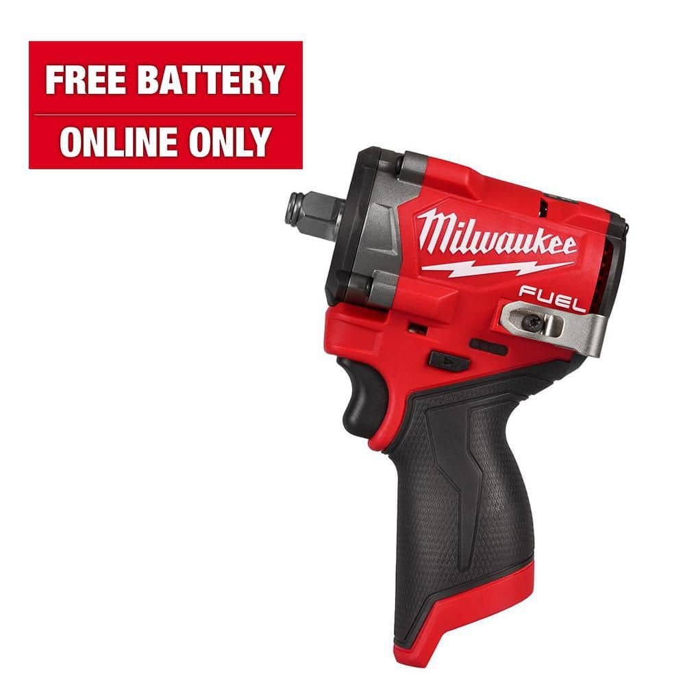Milwaukee M12 FUEL 12V Lithium Ion Brushless Cordless Stubby 1 2 In Impact Wrench Tool Only 2563 20 The Home Depot