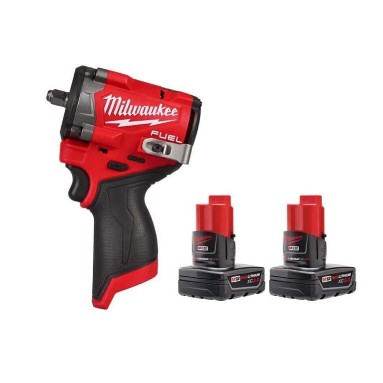 Milwaukee M12 FUEL 12V Lithium Ion Brushless Cordless Stubby 3 8 In Impact Wrench With 3 0 Ah Battery Pack 2 Pack 2562 20 48 11 2412 The Home Depot