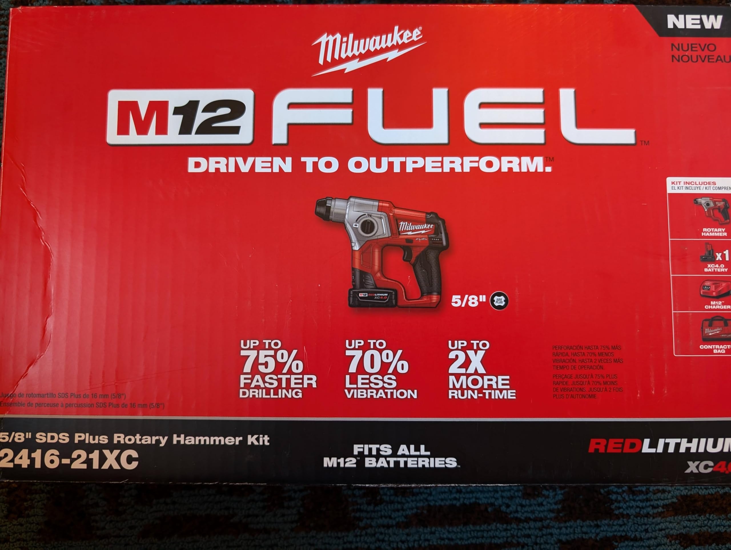 MILWAUKEE M12 FUEL 2416 21XC 12 Volt Cordless Lithium Ion 4 0Ah 5 8 In Brushless SDS Plus Rotary Hammer Kit Amazon