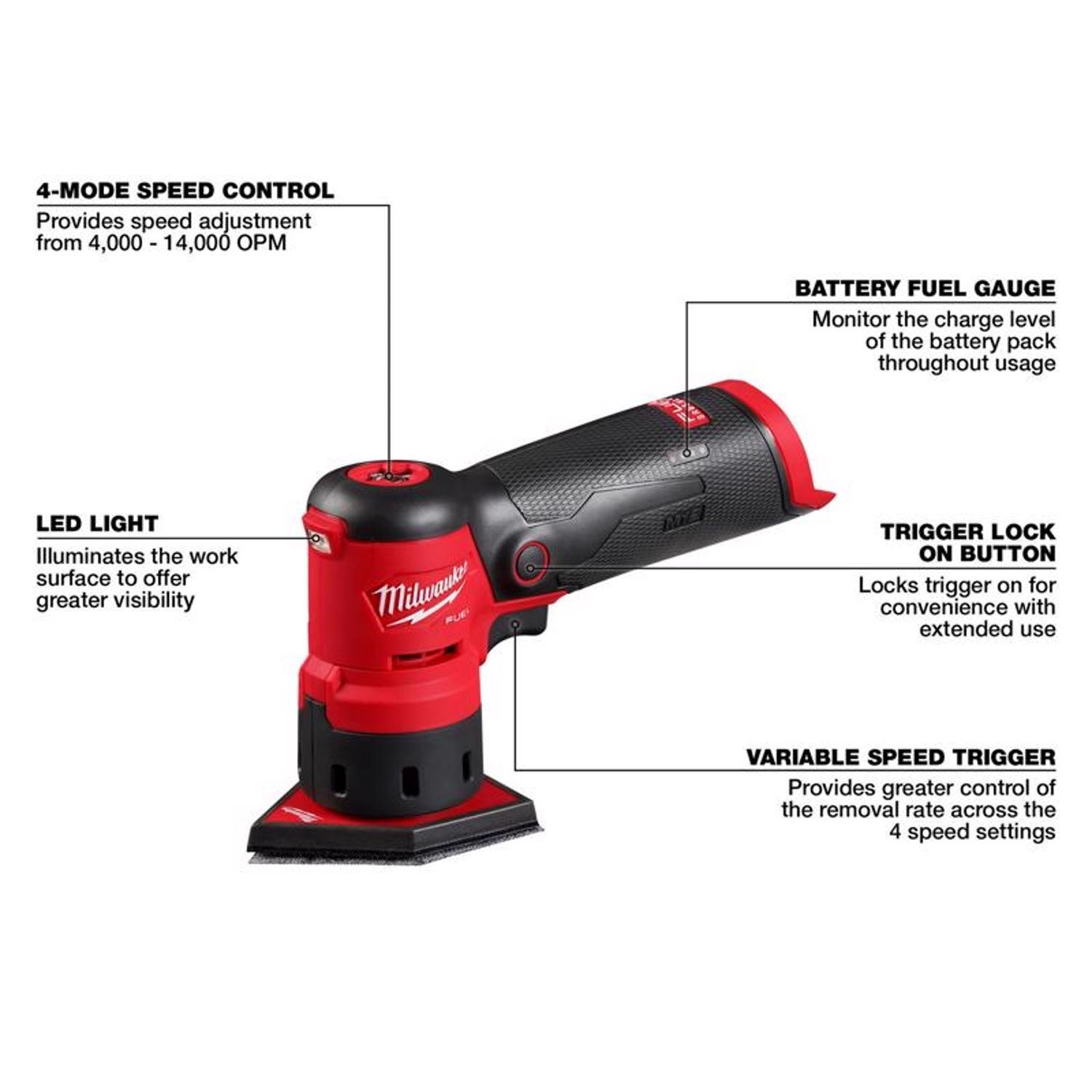 Milwaukee M12 FUEL Cordless Orbital Sander Tool Only Stine Home Yard The Family You Can Build Around 