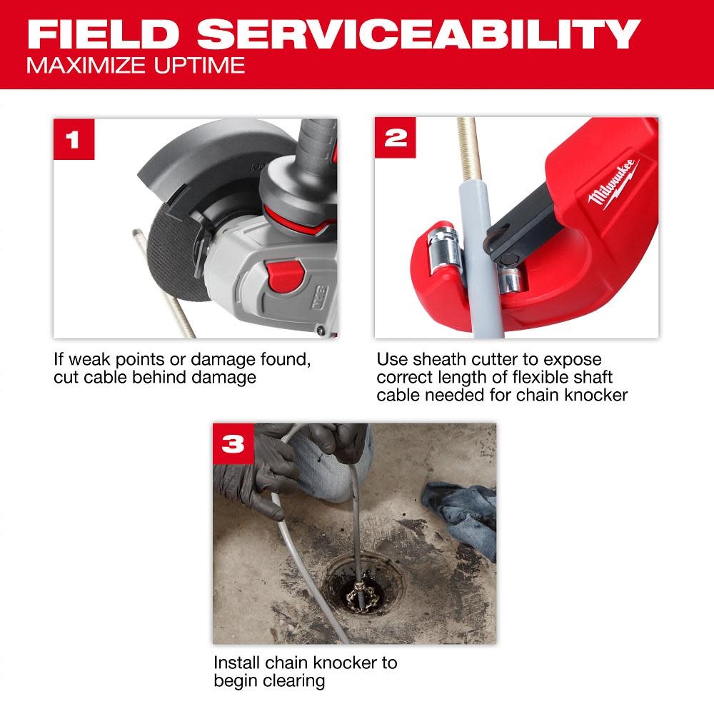 Milwaukee M12 FUEL High Speed Chain Snake For 1 1 4 Inch 2 Inch Pipes 2519 21 Acme Tools