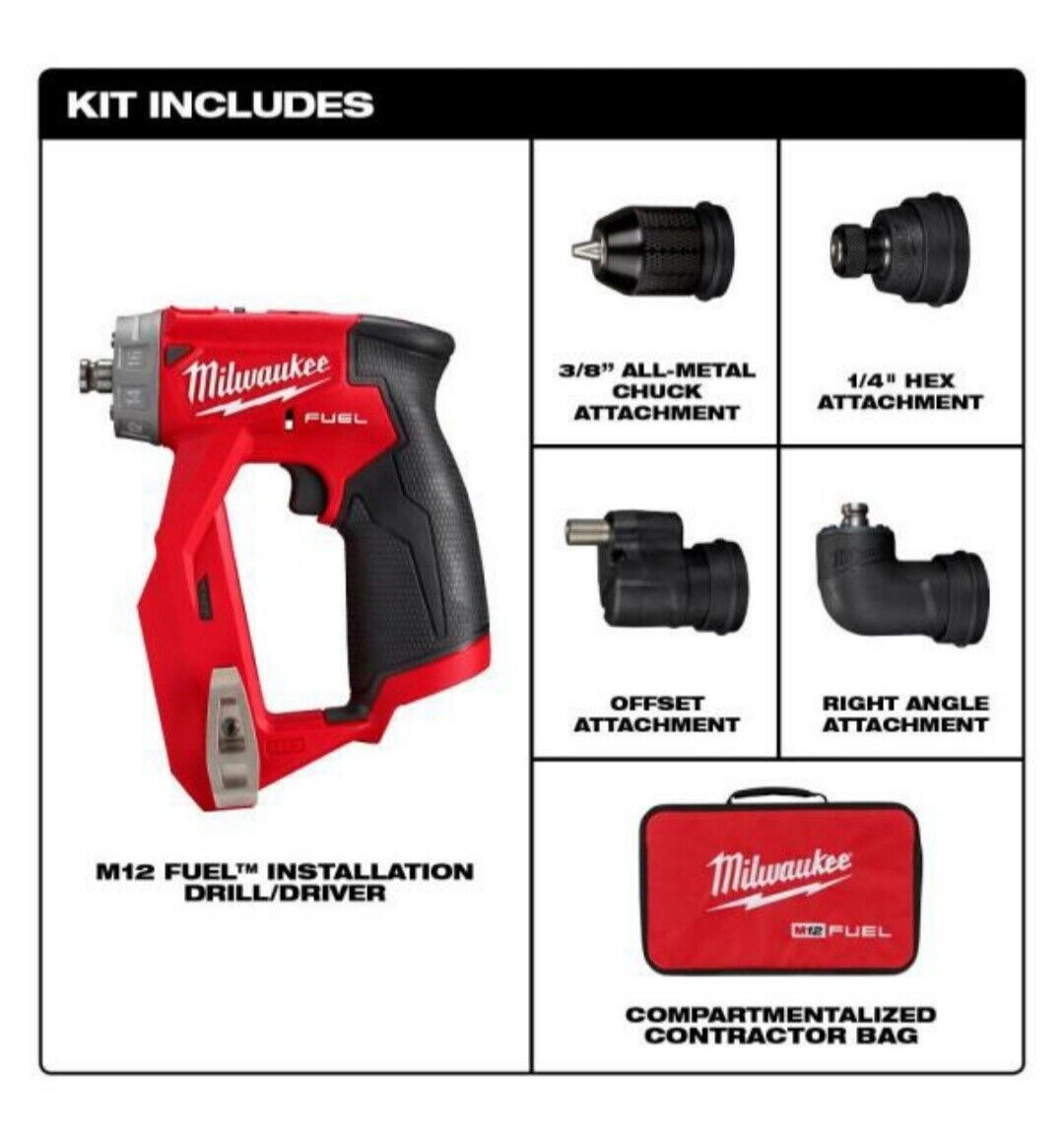Milwaukee M12 FUEL Installation Tool Drill Driver 4 in 1 Attachments Bag 2505 20 45242607198 EBay