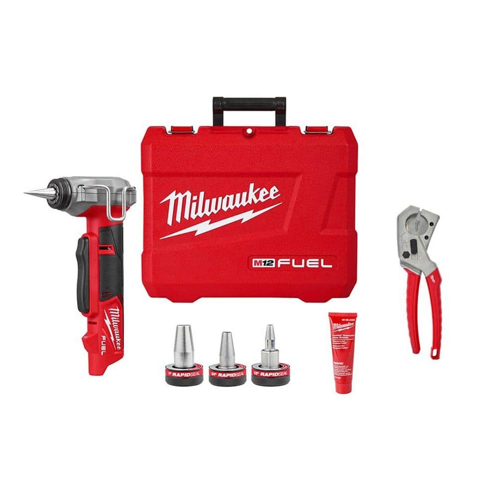 Milwaukee M12 FUEL RAPID SEAL ProPEX Expander Heads With 1 2 In To 1 In ProPEX Expansion Tool With 1 In PEX Tubing Cutter 2532 20 48 22 4204 The Home Depot