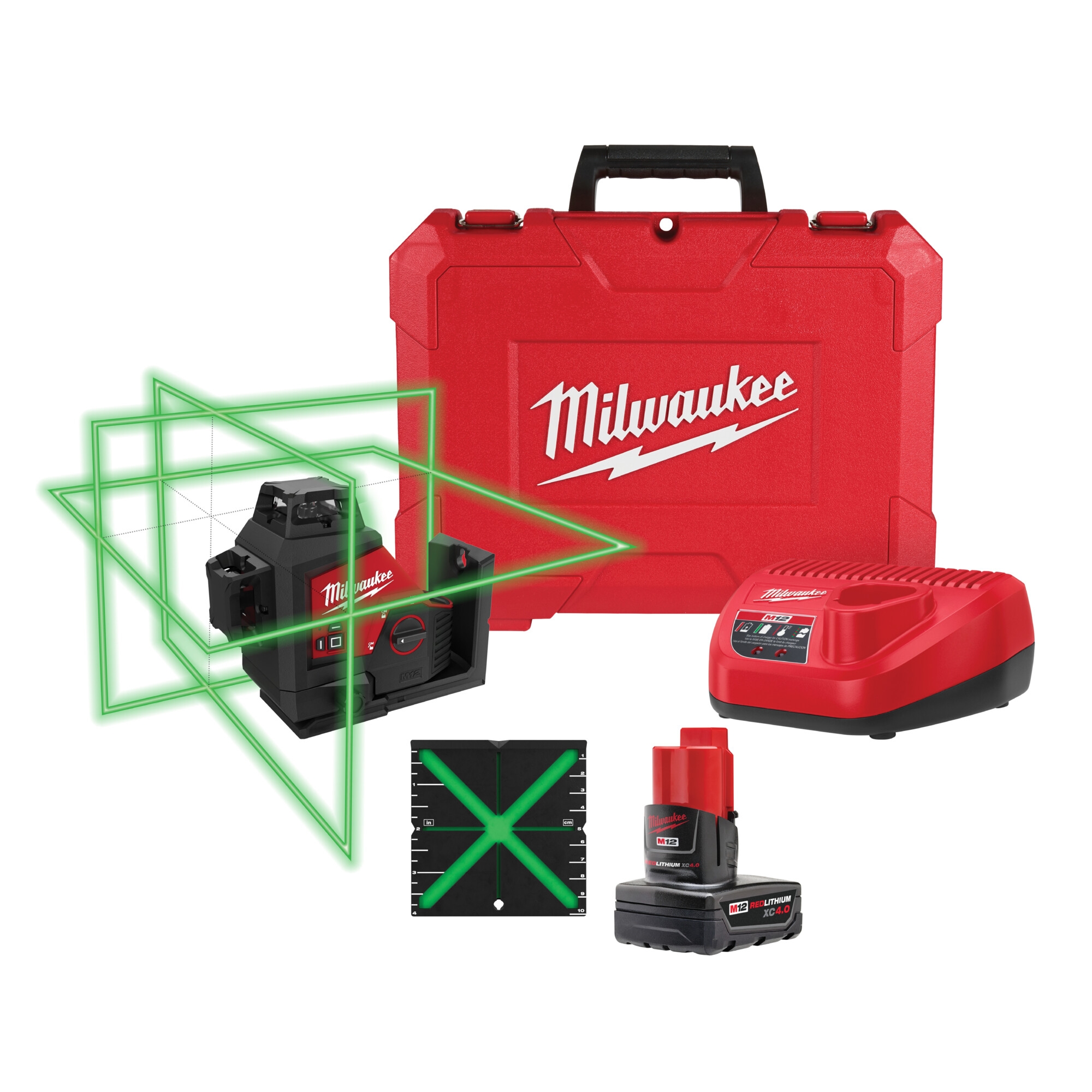 Milwaukee M12 Rechargeable Green 360 3 Plane Laser Kit One Battery Model 3632 21 Northern Tool
