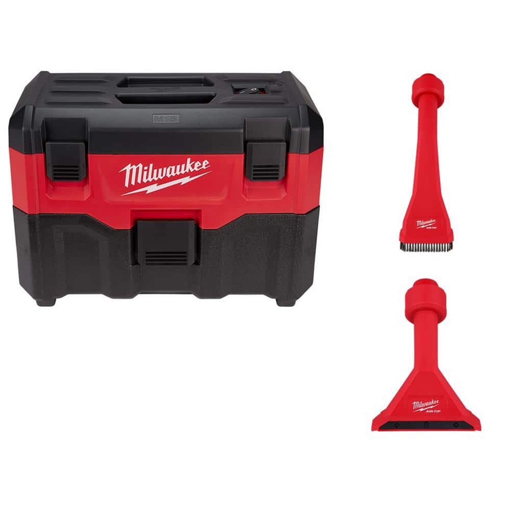 Milwaukee M18 18 Volt 2 Gal Lithium Ion Cordless Wet Dry Vacuum With AIR TIP 1 1 4 In 2 1 2 In 2 Piece Utility Nozzle Kit 0880 20 49 90 2040 49 90 2032 The Home Depot