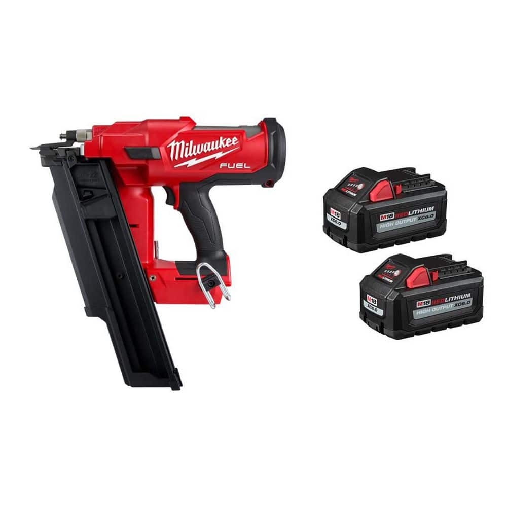 Milwaukee M18 FUEL 3 1 2 In 18 Volt 21 Degree Lithium Ion Brushless Cordless Framing Nailer W 2 Pack Of 6 0ah Batteries 2744 20 48 11 1862 The Home Depot