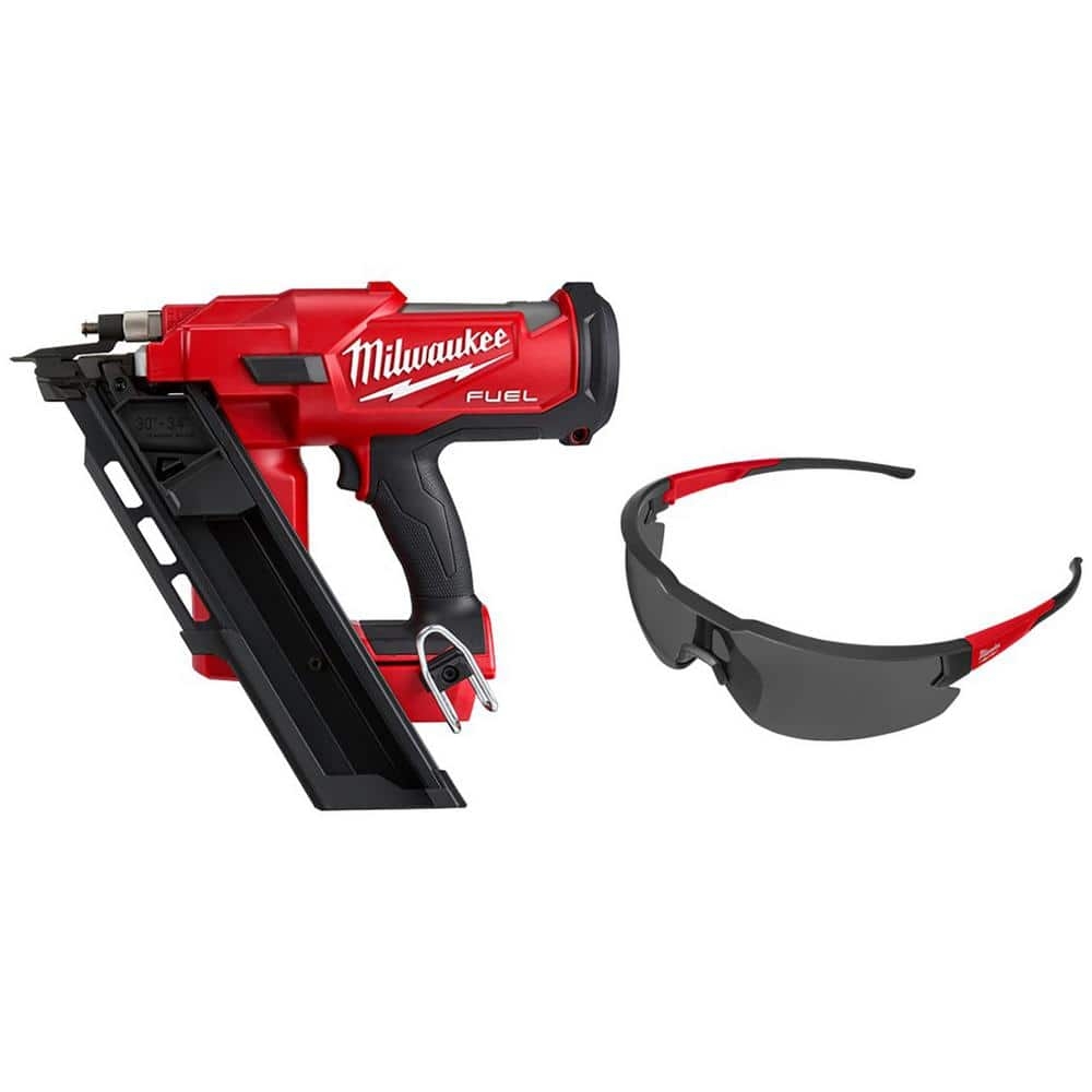 Milwaukee M18 FUEL 3 1 2 In 18 Volt 30 Degree Brushless Cordless Framing Nailer Tool Only W Tinted Anti Scratch Safety Glasses 2745 20 48 73 2015 The Home Depot