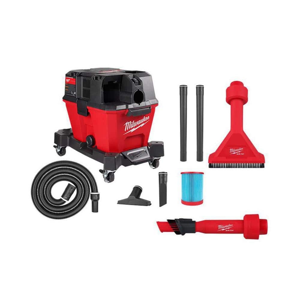 Milwaukee M18 FUEL 6 Gal Cordless Wet Dry Shop Vacuum W Filter Hose And AIR TIP 1 1 4 In 2 1 2 In Utility Brush And Nozzle 0910 20 49 90 2028 49 90 2038 The Home Depot