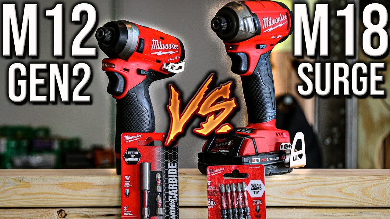 Milwaukee Tools M12 FUEL Impact Driver VS Milwaukee M18 SURGE Hydraulic Impact Driver YouTube