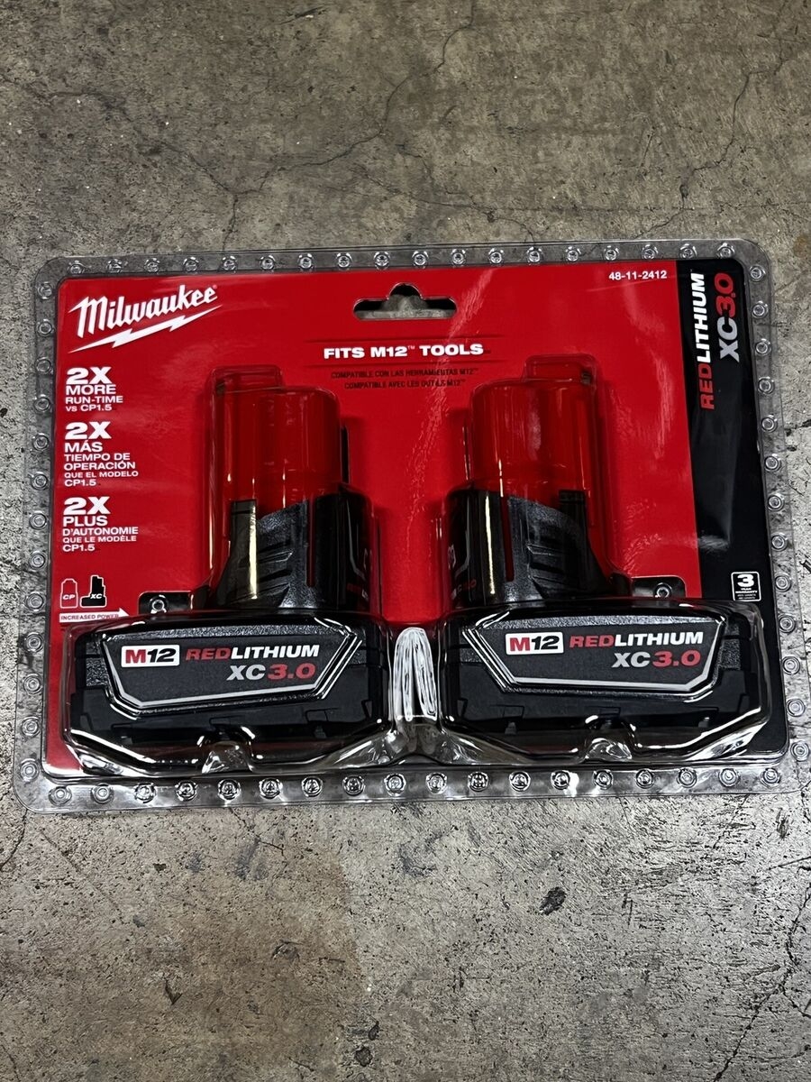 NEW Authentic Milwaukee M12 XC 3 0 Ah X2 Batteries 2 Pack 48 11 2412 Lithium 3 EBay