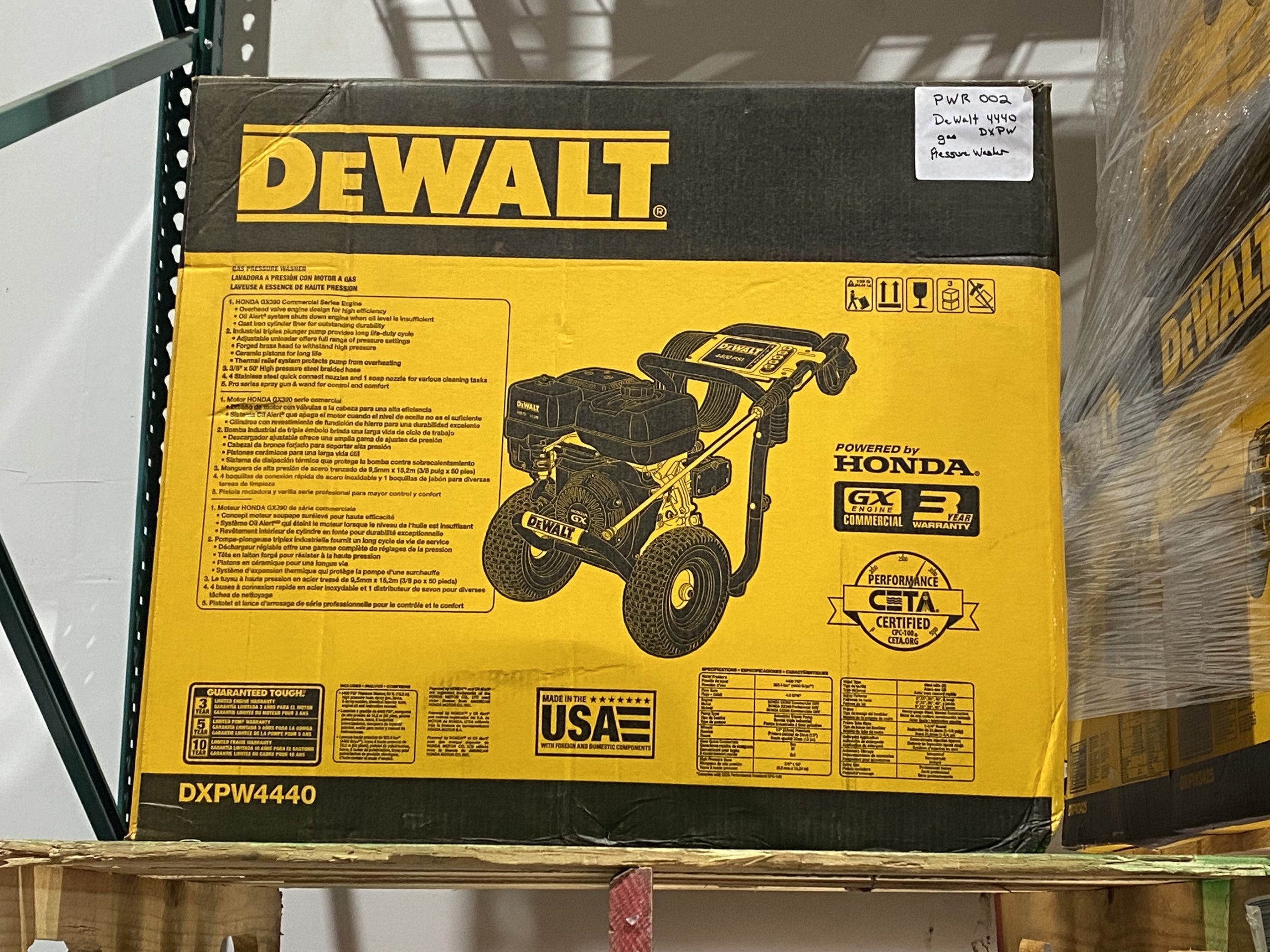 New Dewalt DXPW4440 Honda Powered Pressure Cleaner Washer AAA Pump Advanced Tool Equipment
