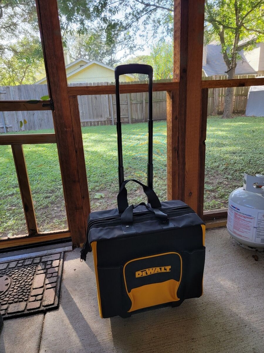 New Dewalt Large Rolling Heavy Duty Tool Bag Box With Telescoping Handle