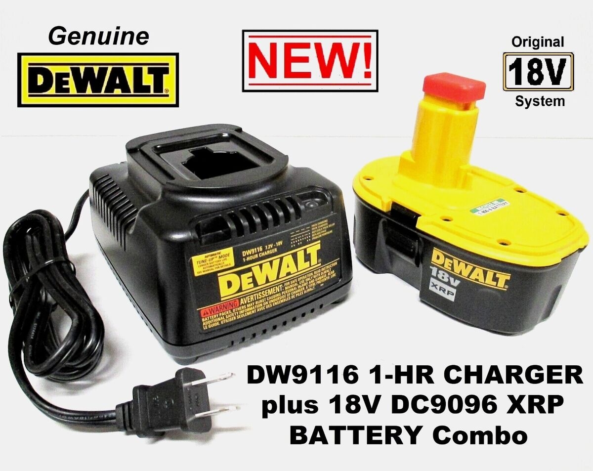 NEW Genuine DeWalt 18V Volt OEM XRP DC9096 Battery DW9116 1 Hr Charger Set NIB EBay