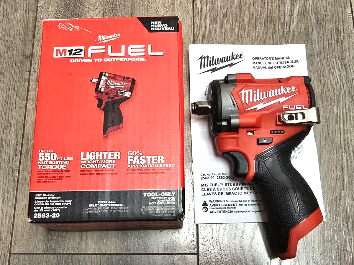 New Milwaukee M12 FUEL 1 2 Dr Stubby Impact Wrench 550 Ft lb Bare Tool 2563 20 EBay