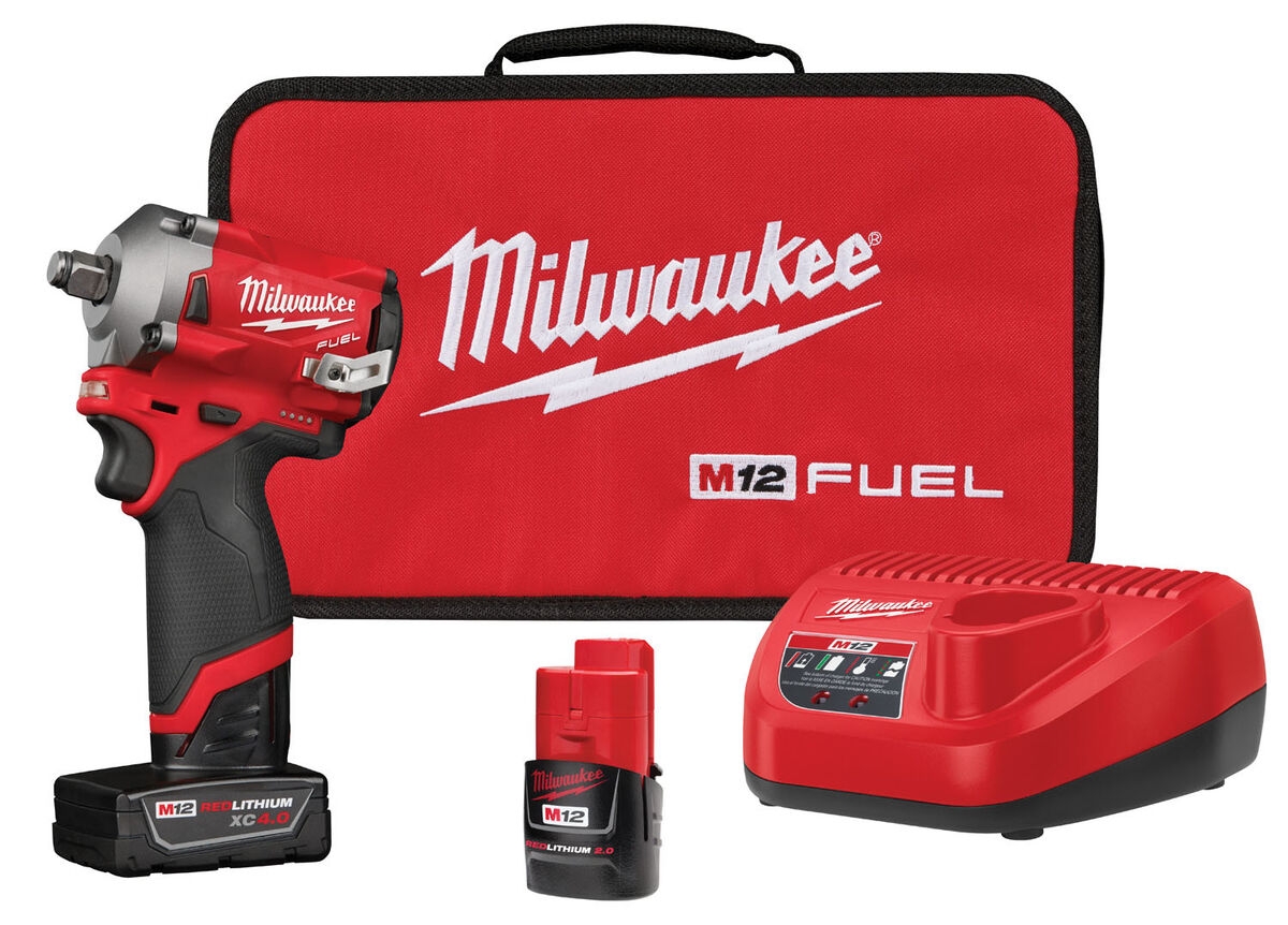 New Milwaukee M12 FUEL 1 2 Dr Stubby Impact Wrench Kit 250 Ft lbs 2555 22 EBay