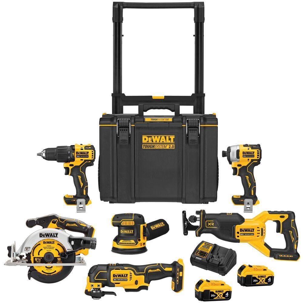 Reviews For DEWALT 20V MAX Lithium Ion Cordless 6 Tool Combo Kit TOUGHSYSTEM Rolling Box 2 20V 4 0Ah Batteries And Charger Pg 2 The Home Depot